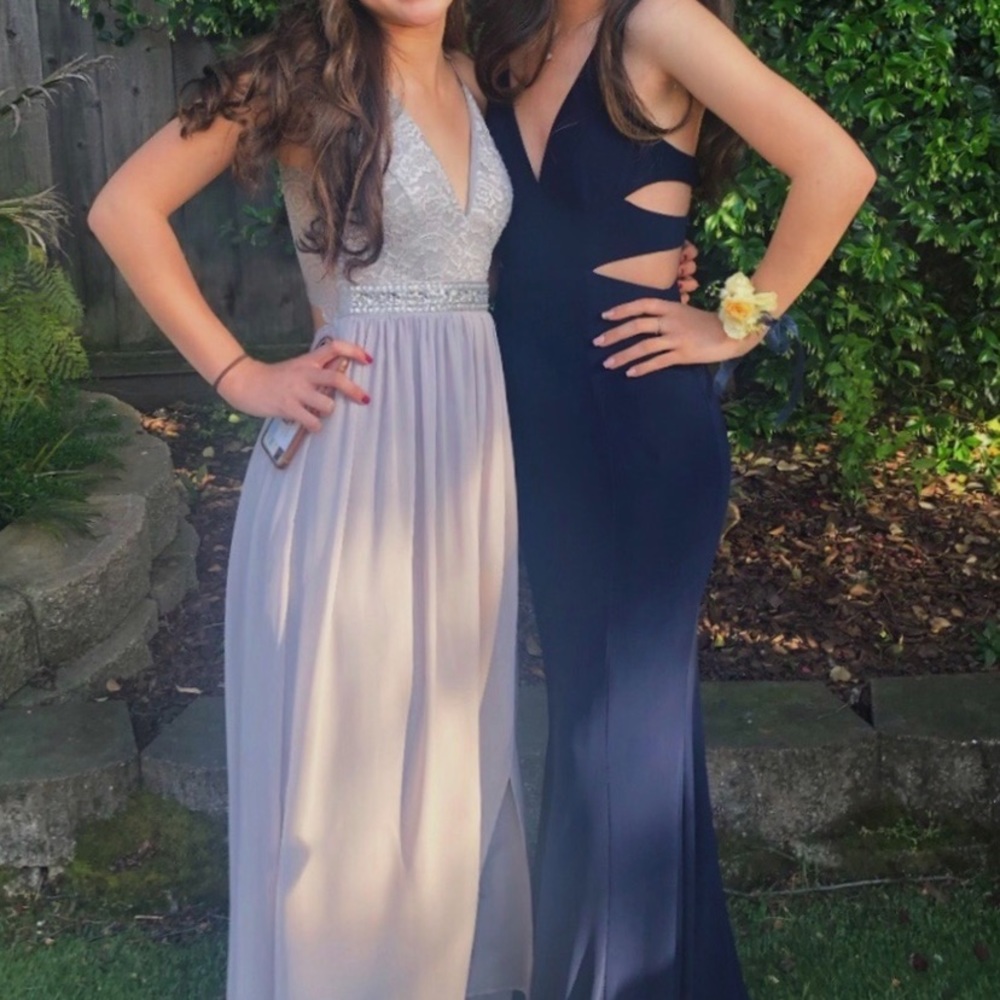 faviana navy prom dress 7541